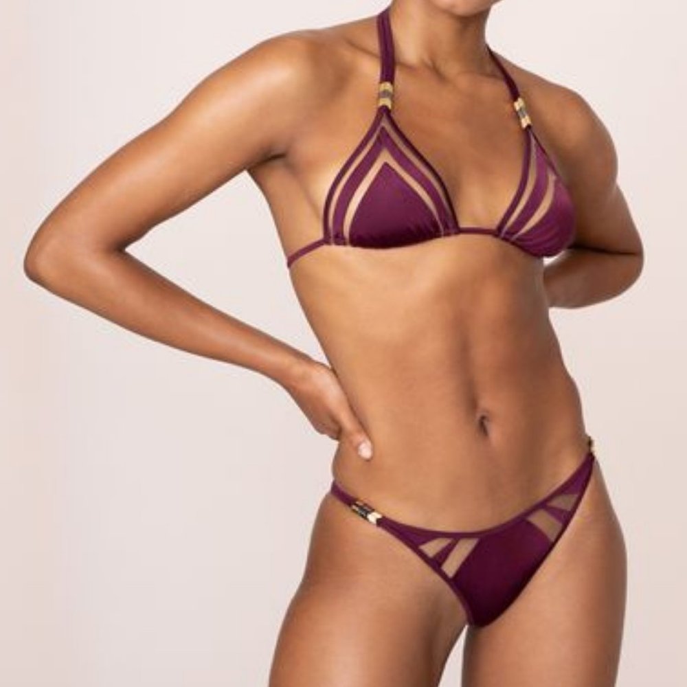 Agent Provocateur Tora Plum Bikini Brief Bottoms (Size 3)